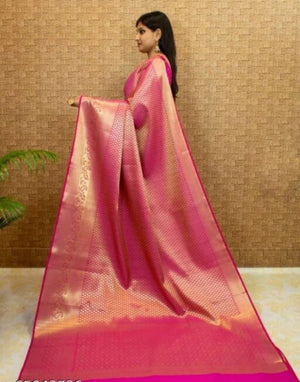 pink and golden shade most popular saree