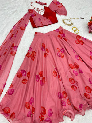 red color designer trending lehenga for women