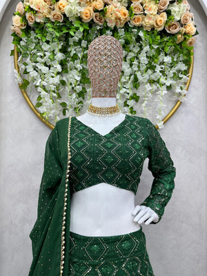 green traditional choli lehenga for women