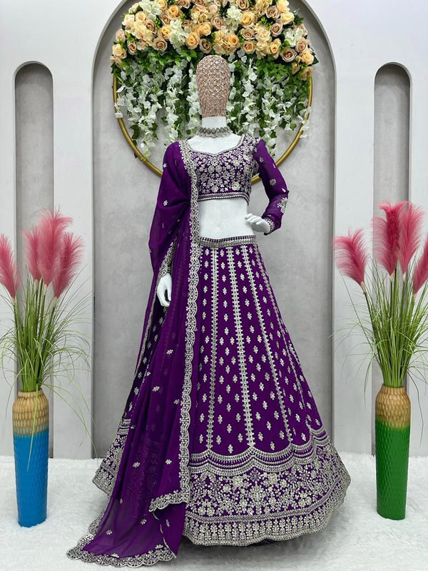heavy weeding ware purple lehenga choli for girls
