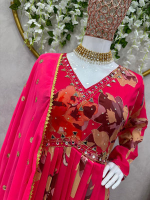 pink Alia Cut Printed designer beautiful Kurti Set for women