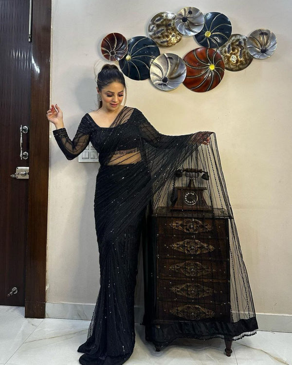 full black trending and designer saree from party ware