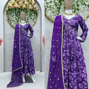 purple trending designer dress with dupatta for girl